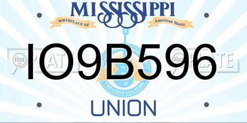 IO9B596 Mississippi License Plate