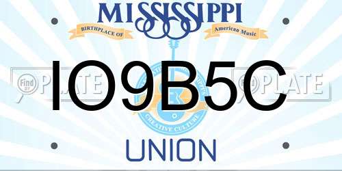 IO9B5C Mississippi License Plate
