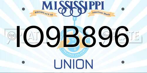 IO9B896 Mississippi License Plate