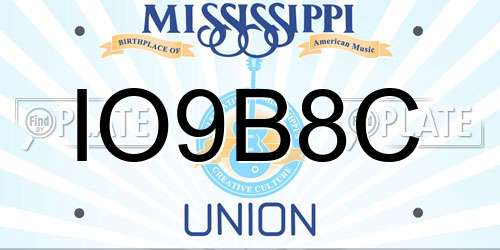 IO9B8C Mississippi License Plate