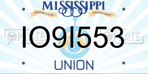 IO9I553 Mississippi License Plate