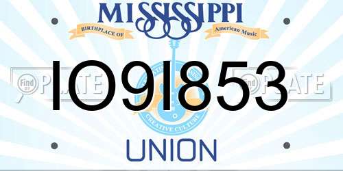 IO9I853 Mississippi License Plate