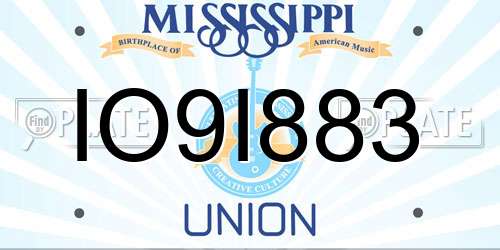 IO9I883 Mississippi License Plate