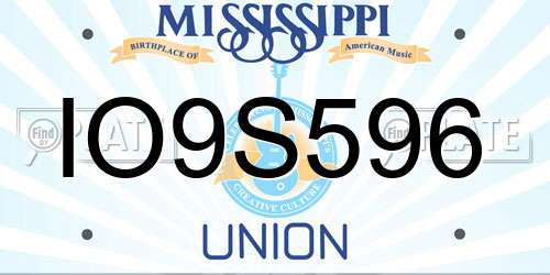 IO9S596 Mississippi License Plate