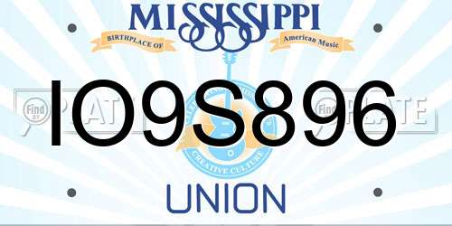 IO9S896 Mississippi License Plate