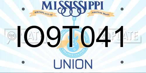 IO9T041 Mississippi License Plate