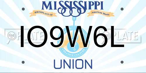 IO9W6L Mississippi License Plate