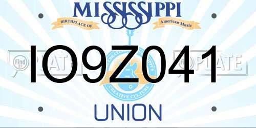 IO9Z041 Mississippi License Plate