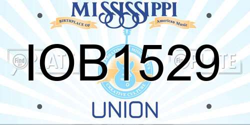 IOB1529 Mississippi License Plate
