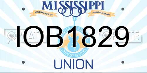 IOB1829 Mississippi License Plate