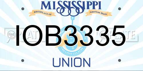 IOB3335 Mississippi License Plate