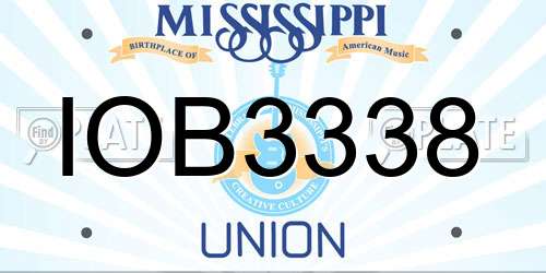 IOB3338 Mississippi License Plate