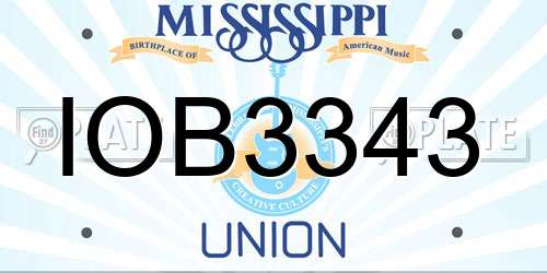 IOB3343 Mississippi License Plate