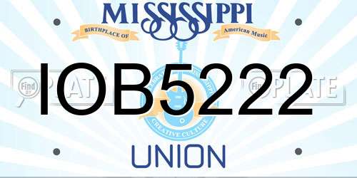 IOB5222 Mississippi License Plate