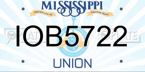 IOB5722 Mississippi License Plate