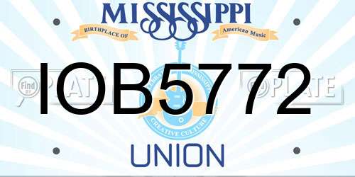 IOB5772 Mississippi License Plate