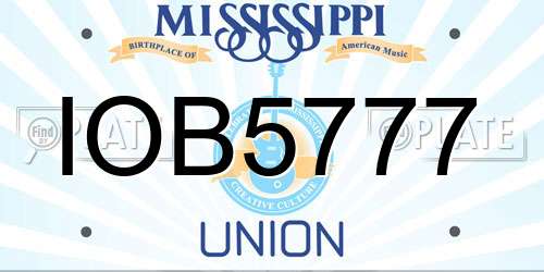 IOB5777 Mississippi License Plate
