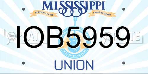 IOB5959 Mississippi License Plate