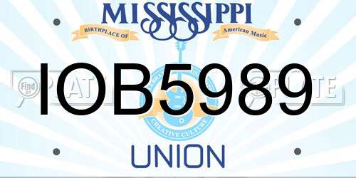 IOB5989 Mississippi License Plate