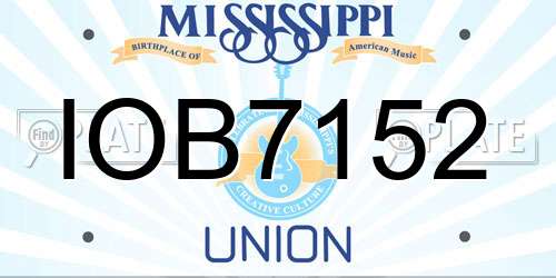 IOB7152 Mississippi License Plate