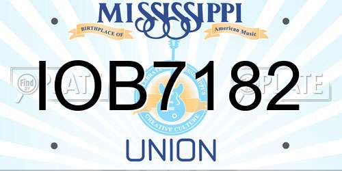 IOB7182 Mississippi License Plate