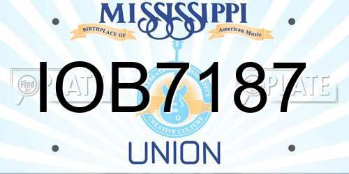 IOB7187 Mississippi License Plate