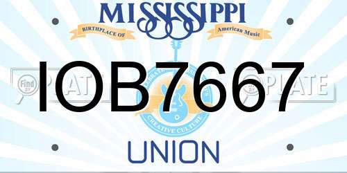 IOB7667 Mississippi License Plate