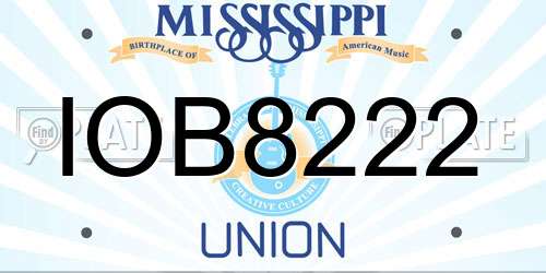 IOB8222 Mississippi License Plate