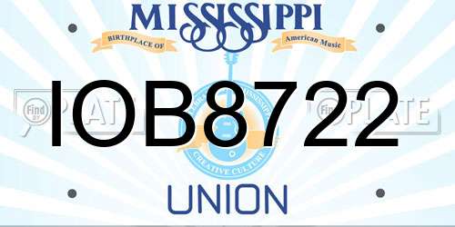 IOB8722 Mississippi License Plate