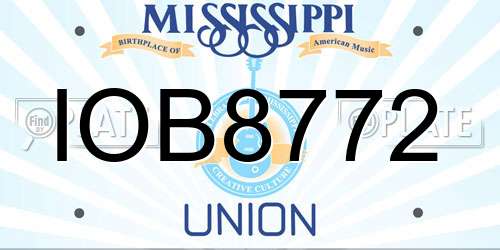 IOB8772 Mississippi License Plate