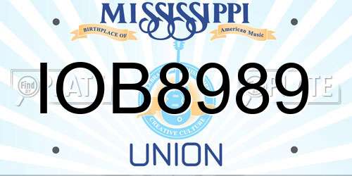 IOB8989 Mississippi License Plate