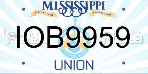 IOB9959 Mississippi License Plate