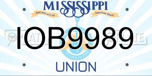 IOB9989 Mississippi License Plate