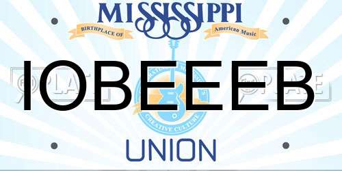 IOBEEEB Mississippi License Plate