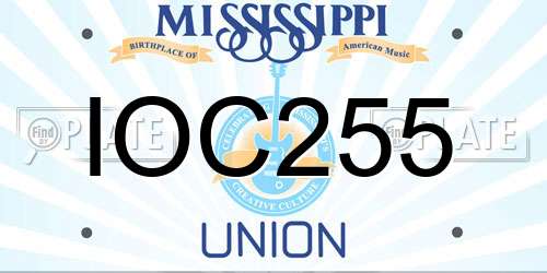 IOC255 Mississippi License Plate