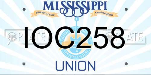 IOC258 Mississippi License Plate