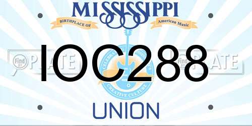 IOC288 Mississippi License Plate