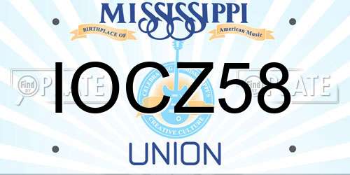 IOCZ58 Mississippi License Plate