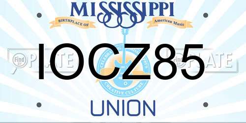 IOCZ85 Mississippi License Plate