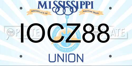 IOCZ88 Mississippi License Plate