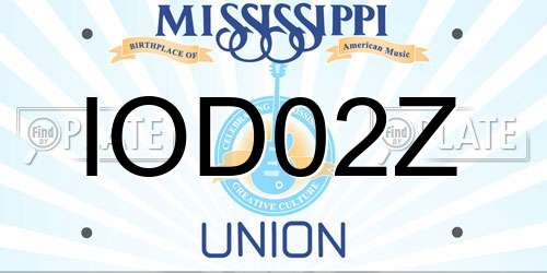 IOD02Z Mississippi License Plate