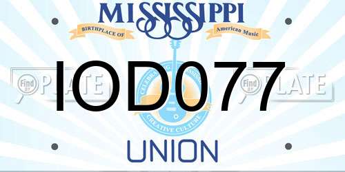 IOD077 Mississippi License Plate
