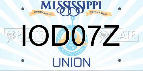 IOD07Z Mississippi License Plate