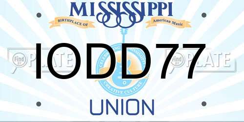 IODD77 Mississippi License Plate