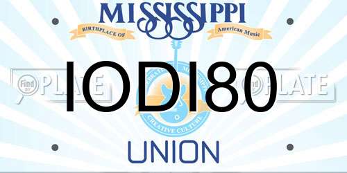 IODI80 Mississippi License Plate