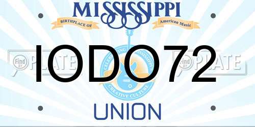 IODO72 Mississippi License Plate