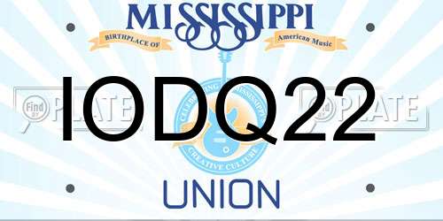 IODQ22 Mississippi License Plate