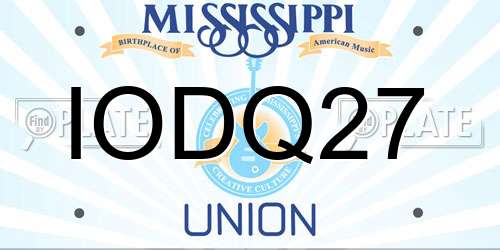 IODQ27 Mississippi License Plate