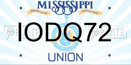 IODQ72 Mississippi License Plate
