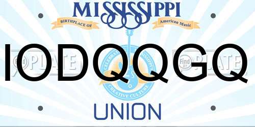 IODQQGQ Mississippi License Plate